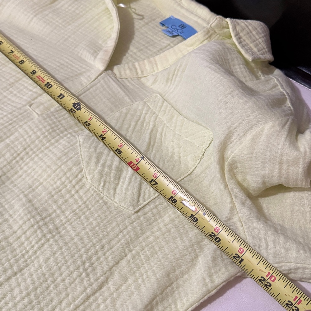 CeCe brand 100% Cotton PopOver Top-Sz M-Light Key Lime Color-Textured-EUC - Picture 10 of 12